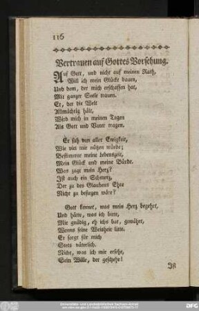 Vertrauen auf Gottes Vorsehung.