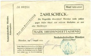 Geldschein / Notgeld, 300.000 Mark, 16.8.1923