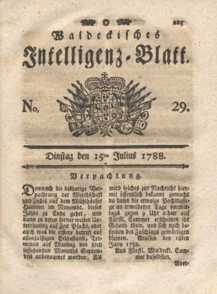 No. 29. Dinstag den 15ten Julius 1788