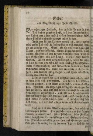Gebet am Begräbnißtage Jesu Christi.