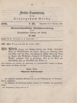 26. Berggesetz, vom 23. October 1899