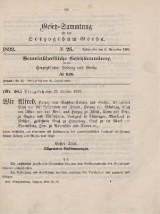 26. Berggesetz, vom 23. October 1899