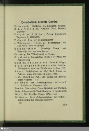 Hauptsächlich benutzte Quellen