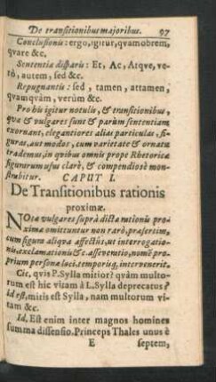 Caput I. De Transitionibus rationis proximae.