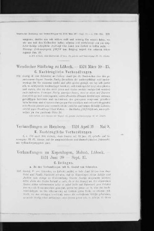 Wendischer Städtetag zu Lübeck. - 1524 März 10 - 15. C. Nachträgliche Verhandlungen.