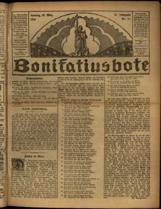 Erste Ausgabe vom Sonntag, den 16. März 1924.