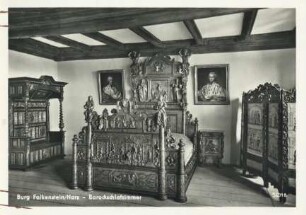 Ansichtskarte: Burg Falkenstein/Harz - Barockschlafzimmer