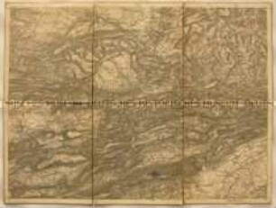 Topographische Karte der Gegend südöstlich von Oltingen zwischen Delemont, Moutier, Wiedlisbach, Liestal, Laufen und Sondersdorf als Bezirk Oberelsass des Reichslandes Elsass-Lothringen, heute in der Schweiz