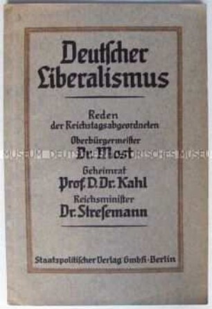 Dokumentation zur Sitzung des Zentralvorstandes der DVP zum Thema "Liberalismus"