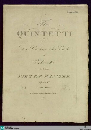 Tre quintetti per due violini due viole & violoncello : Opera VI; No. [2]