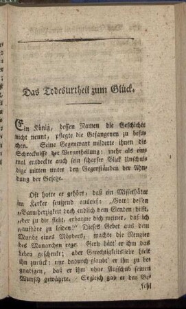 Das Todesurtheil zum Glück
