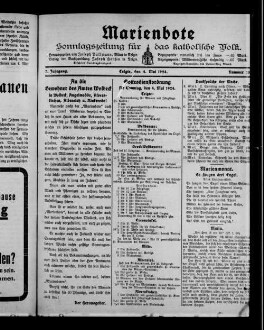 Marienbote : Sonntagsblatt für katholische Volk : Kirchenblatt für das Dekanat Telgte