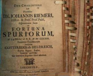 Diss. de fortuna spuriorum
