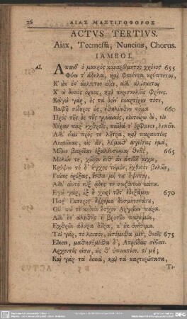 Actus Tertius. Aiax, Tecmessa, Nuncius, Chorus