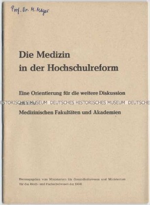 Informationsschrift zur Hochschulreform an medizinischen Fakultäten der DDR