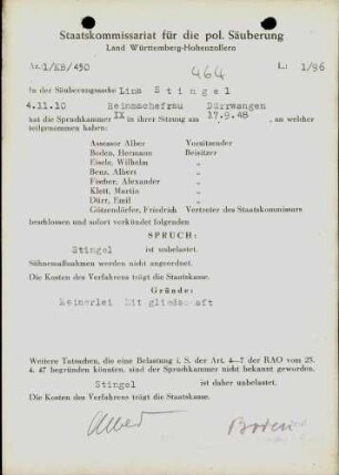 Stingel, Lina