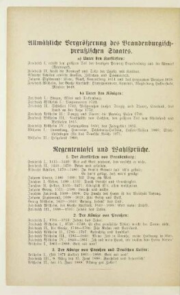 Allmähliche Vergrößerung des Brandenburgisch-preußischen Staates