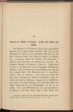 VI. Lorenzo de Medici in Neapel. Friede mit König und Papst.