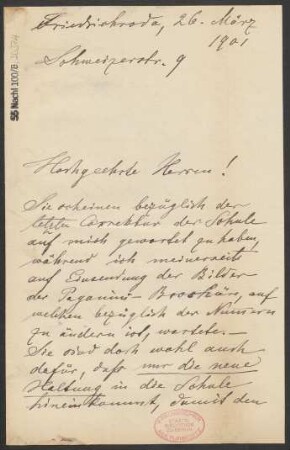 Brief an B. Schott's Söhne : 26.03.1901