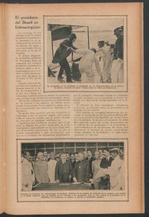 El presidente del Brasil en hidroaeroplano