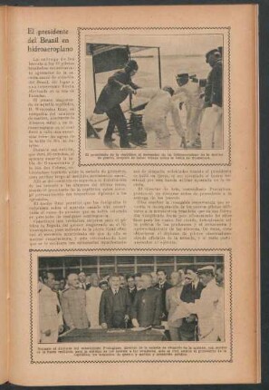 El presidente del Brasil en hidroaeroplano
