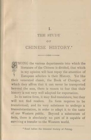 I. The study of Chinese history