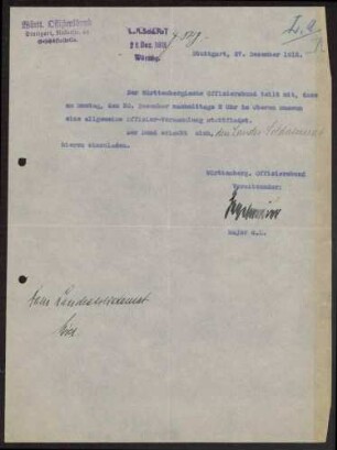 Angelegenheiten des Württembergischen Offiziersbunds
