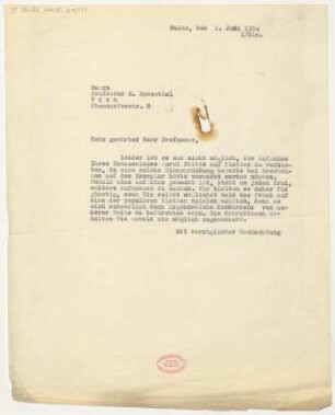 Brief an Moriz Rosenthal : 02.06.1930