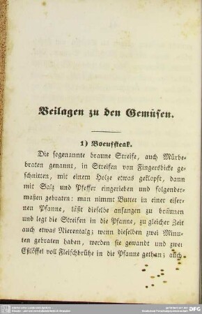 Beilagen zu den Gemüsen