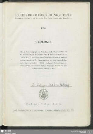 Feinstratigraphische Aufnahme des Kalilagers Staßfurt auf den Schachtanlagen Neustaßfurt VI/VII, Berlepsch-Maybach und Ludwig II
