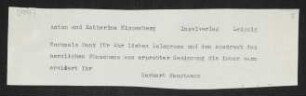 Brief von Gerhart Hauptmann an Anton Kippenberg und Katharina Kippenberg