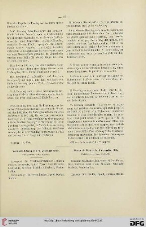 Vorstands-Sitzung vom 6. Dezember 1905 / Séance du Comité du 6 décembre 1905