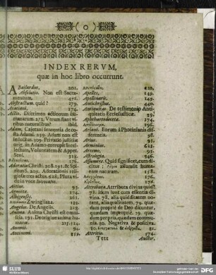 Index Rerum quae in hoc libro occurrunt