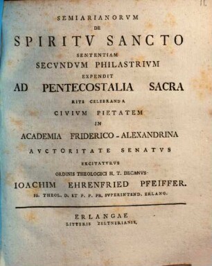 Semiarianorum de Spiritu Sancto sententiam secundum Philastrium
