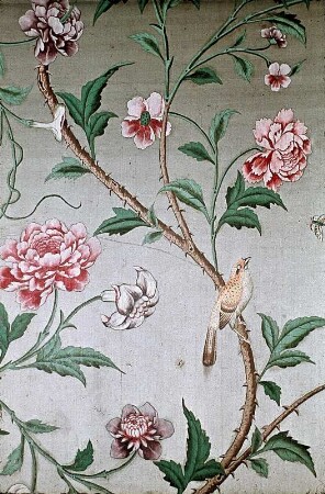 Rosentapete mit Vögeln