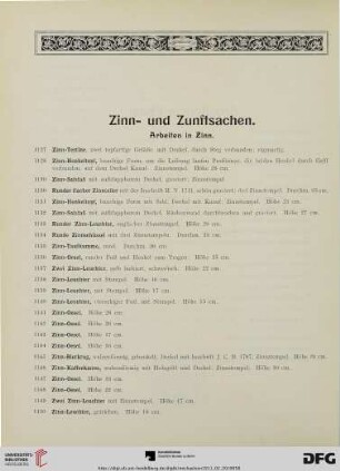 Zinn- und Zunftsachen (Nr. 1127-1199)