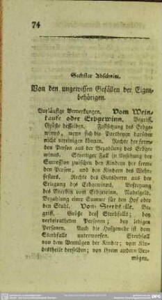 Sechster Abschnitt. Von den ungewissen Gefällen der Eigenbehörigen