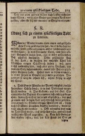 §. 8. Ubung sich zu einem glückseeligen Todt zu bereiten