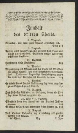 Innhalt des dritten Theils.