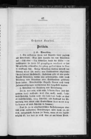 Sechstes Kapitel. Partikeln.