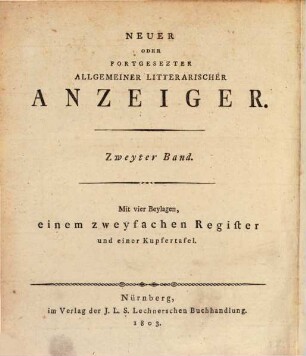 Literarische Blätter. 2, 2. 1803