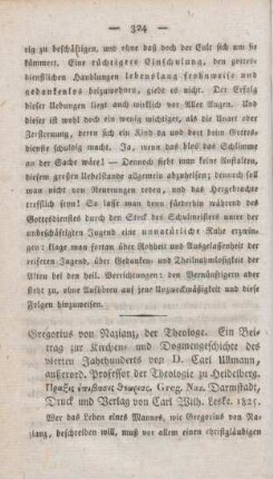 324-331 [Rezension] Ullmann, Carl, Gregorius von Nazianz, der Theologe