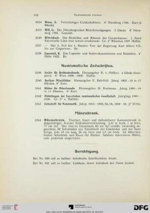 Numismatische Zeitschriften (Nr. 2339-2343)