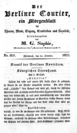No. 809, Mittwoch, den 14. October 1829