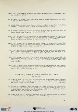 Gobelins, Teppiche und andere Textilien (Nr. 776-825)