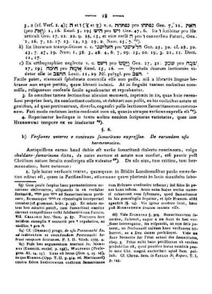 §. 6. Versiones veteres e contextu samaritano expressae. De earundem usu hermeneutico.
