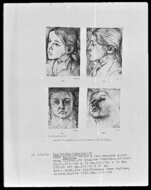 Karlsruher Skizzenbuch — Kopf eines Mädchens, schräg zurückgelehnt, Folio 6verso