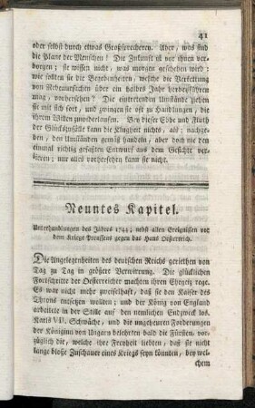 Neuntes Kapitel. Unterhandlungen des Jahres 1744; [...].