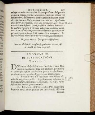 Disputatio VII. De Justificatione.