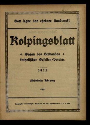 Kolpingsblatt / 15. Jahrgang 1915